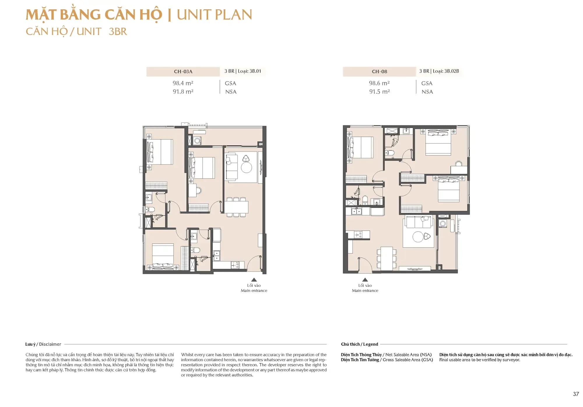Layout CH-03A và CH-08 - 3PN - 98m²